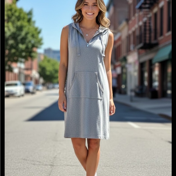 Tommy Hilfiger Dresses & Skirts - Tommy Hilfiger Jeans Gray Sleeveless Hoodie Dress --Women's Medium